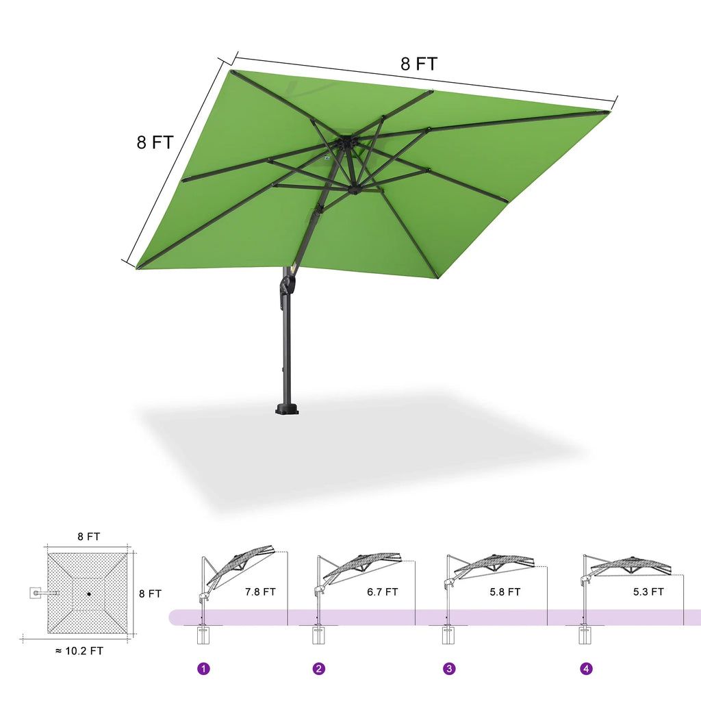 PURPLE LEAF Pool Umbrella Outdoor Cantilever Umbrella with In-ground Base