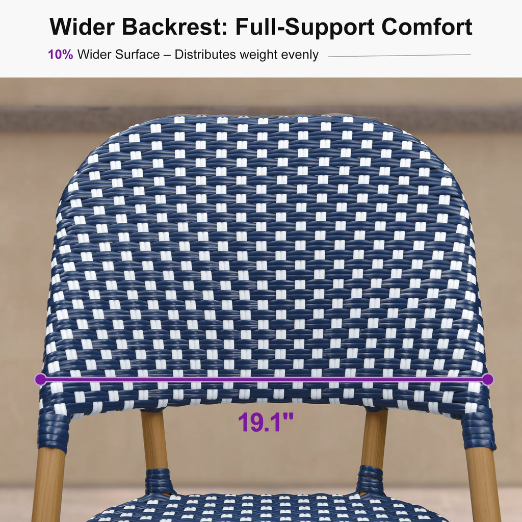 PURPLE LEAF Outdoor Bar Height Stools Set of 2 French Country Patio Rattan Bar Stool Chairs Outdoor Armless Barstools for Porch Garden Indoor Kitchen