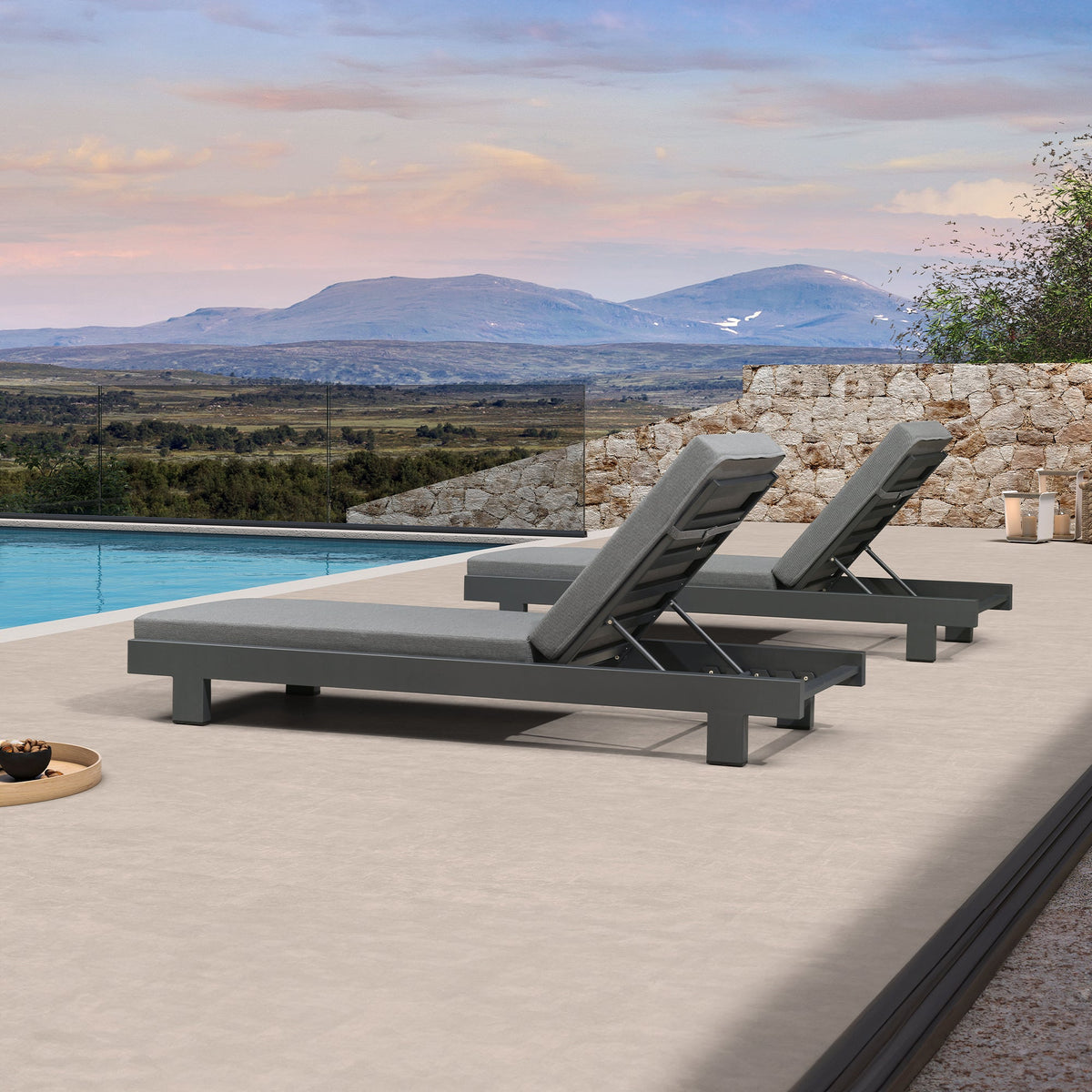 PURPLE LEAF Outdoor Standard Daybed for Patio,  Poolside Chaise Lounge Bed with Cushion, Olefin Blend Fabric, Aluminum Frame Sunbed for Deck and Backyard