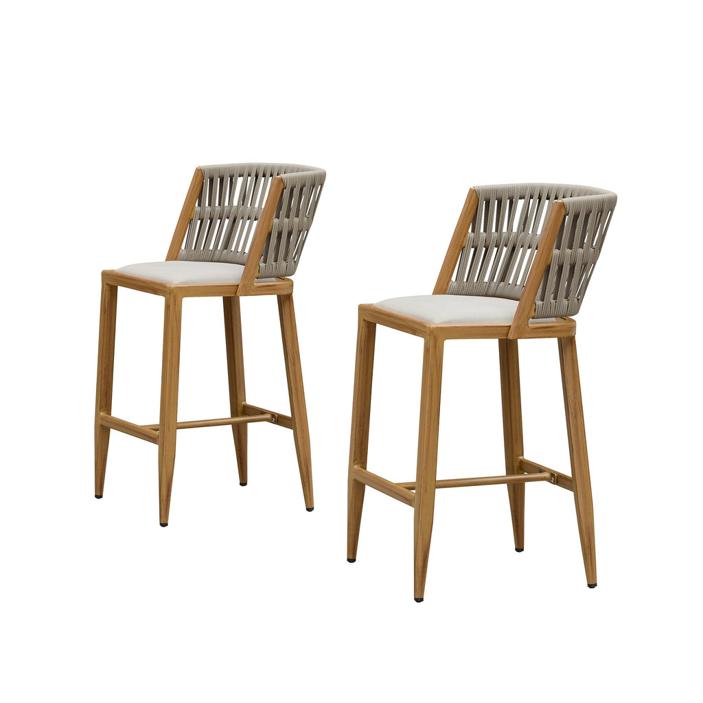 PURPLE LEAF Outdoor Bar Stools Set of 2 for Overweight Wicker Rattan Patio Barstools Woven Modern Bar Chairs with Backrest and Cushions for Garden Outside