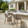 PURPLE LEAF Outdoor Bar Stools Patio Modern Aluminum Rattan High Back & Arms Bar Chairs with Removable Cushions and Pillows  for Outdoor or Indoor