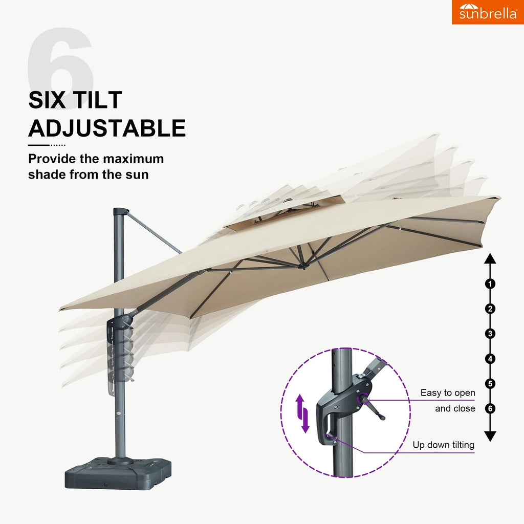 PURPLE LEAF SUNBRELLA Cantilever Umbrella Grey Aluminum Patio Umbrella