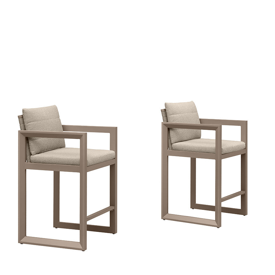 PURPLE LEAF Caesar Bar Stools Modern Aluminum Barstools with Stainless Removable Cushion for Kitchen Outside Island Backyard