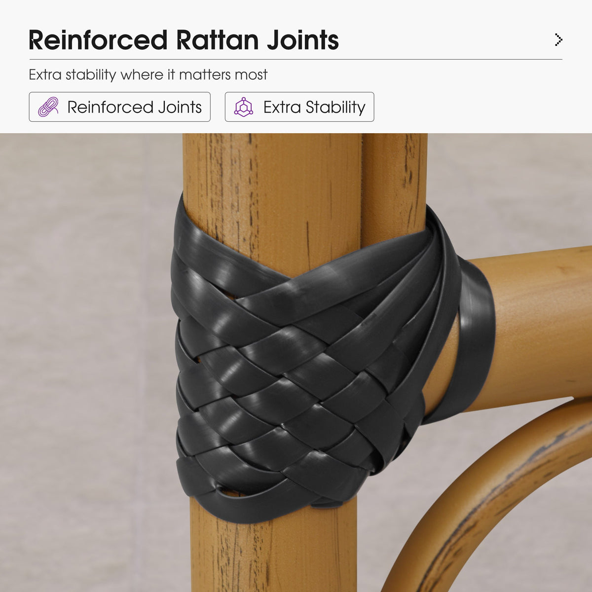 PURPLE LEAF Patio French Counter Stool Set of 2 Outdoor Backrest Barstools Aluminum Frame Woven Rattan for Indoor Kitchen Garden Balcony Restaurant