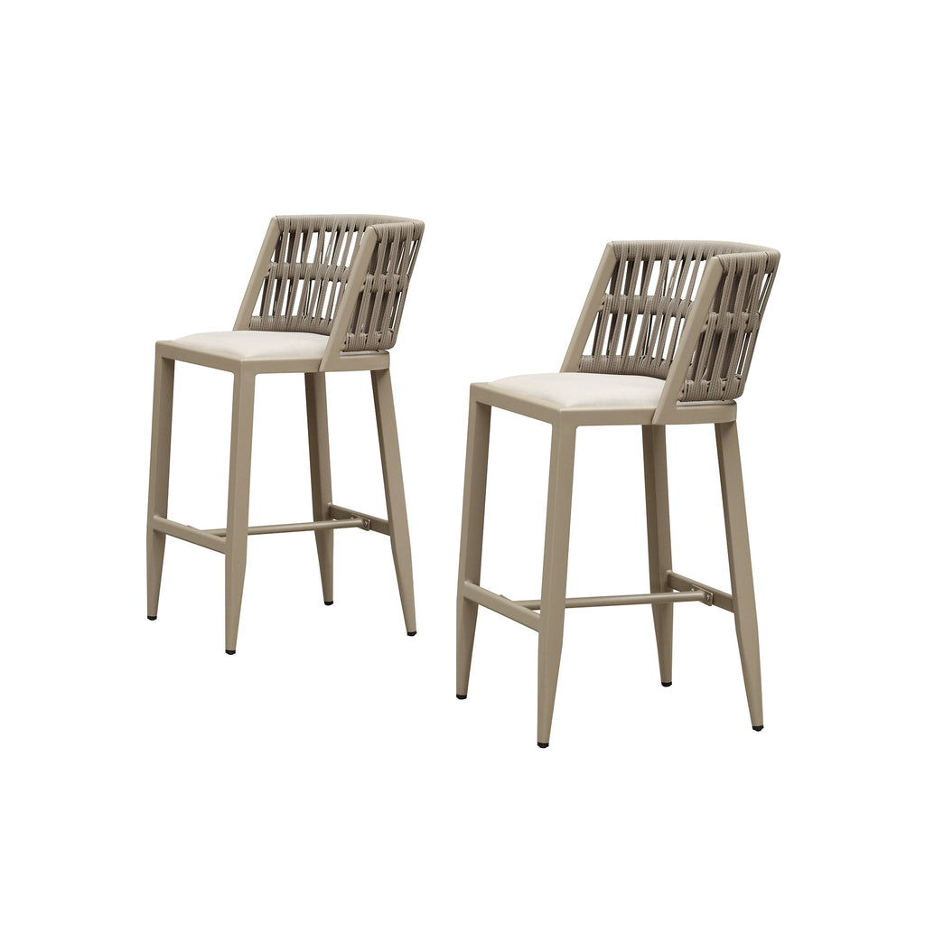 PURPLE LEAF Outdoor Bar Stools Set of 2 for Overweight Wicker Rattan Patio Barstools Woven Modern Bar Chairs with Backrest and Cushions for Garden Outside