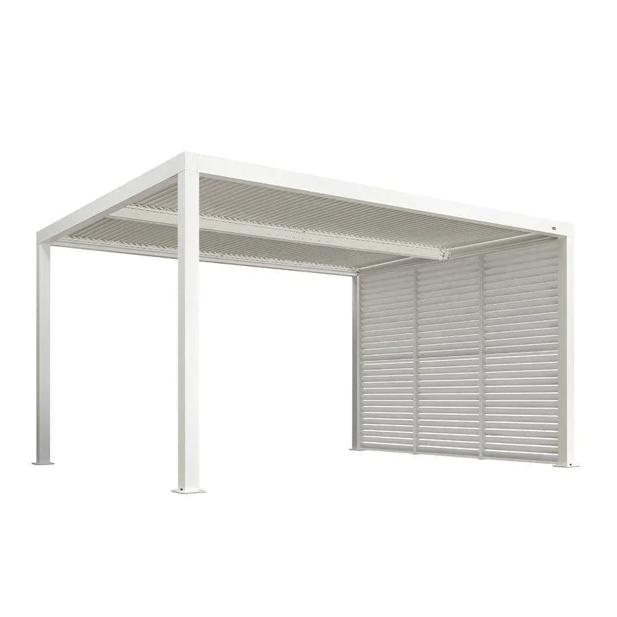 PURPLE LEAF Athena Louvered Pergola white Outdoor Aluminum Pergola with Shutter Wall Adjustable Gazebo Rainproof for Patio Deck Garden