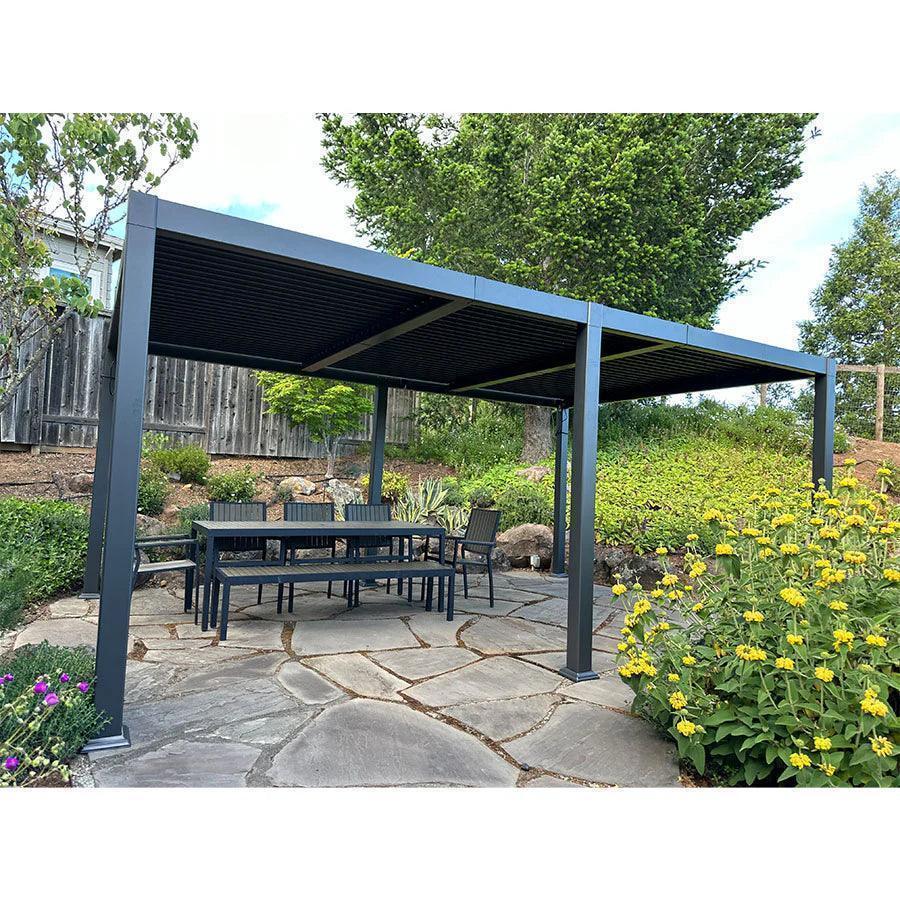 PURPLE LEAF Caesar Outdoor Louvered Pergola Patio Sun Shade Shelter with Adjustable Hardtop Patio Pergola Grey