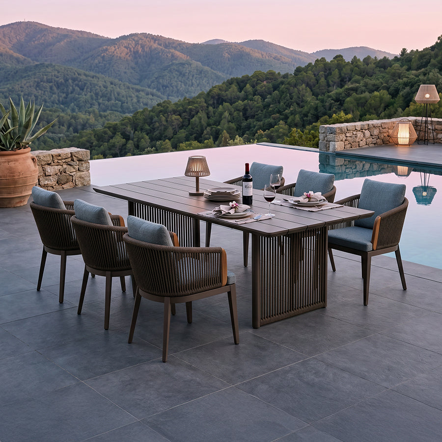 PURPLE LEAF Hailar Outdoor Dining Set for Family, Aluminum Outdoor Patio Table and Chairs Set with Olefin Cushions, Patio Furniture Set for Garden or Deck