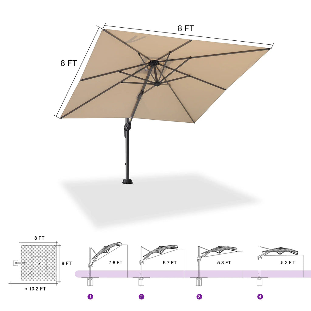 PURPLE LEAF Pool Umbrella Outdoor Cantilever Umbrella with In-ground Base