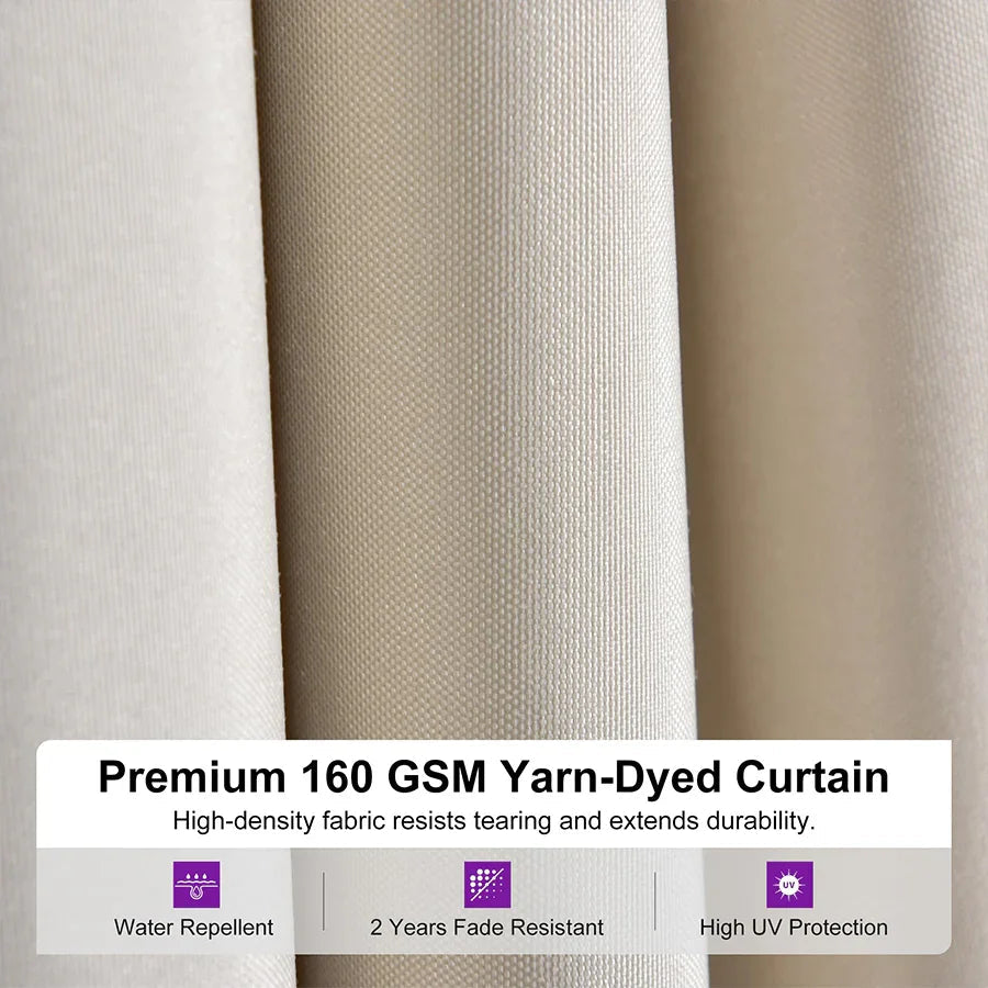 PURPLE LEAF Deck Gazebo Champagne Hardtop Metal Frame Double Roof with Curtains and Netting