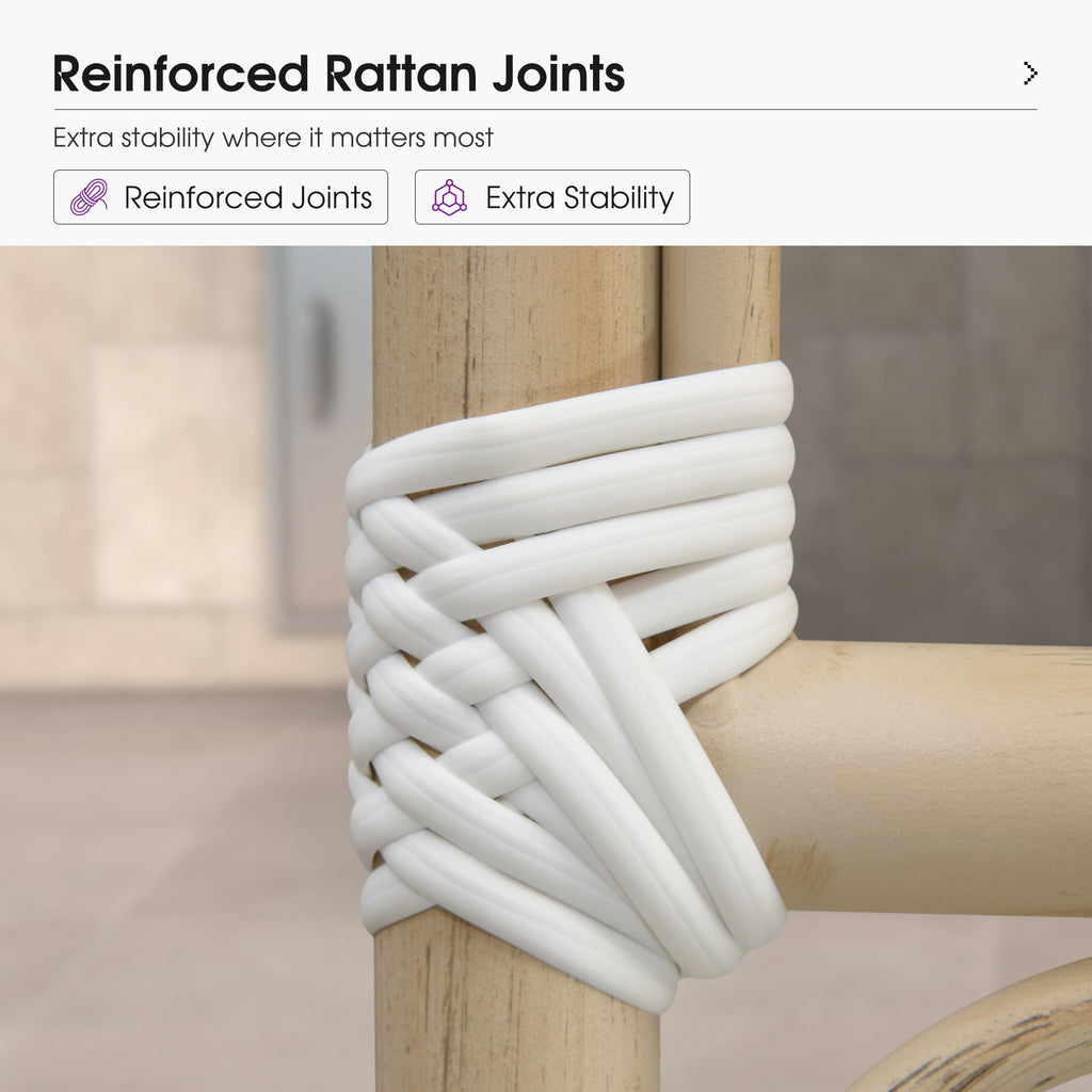 PURPLE LEAF Patio French Counter Stool Set of 2 Outdoor Backrest Barstools Aluminum Frame Woven Rattan for Indoor Kitchen Garden Balcony Restaurant