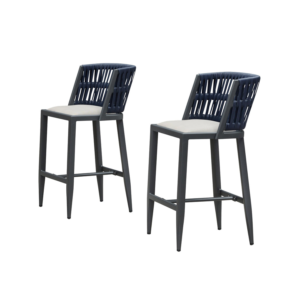 PURPLE LEAF Outdoor Bar Stools Set of 2 for Overweight Wicker Rattan Patio Barstools Woven Modern Bar Chairs with Backrest and Cushions for Garden Outside