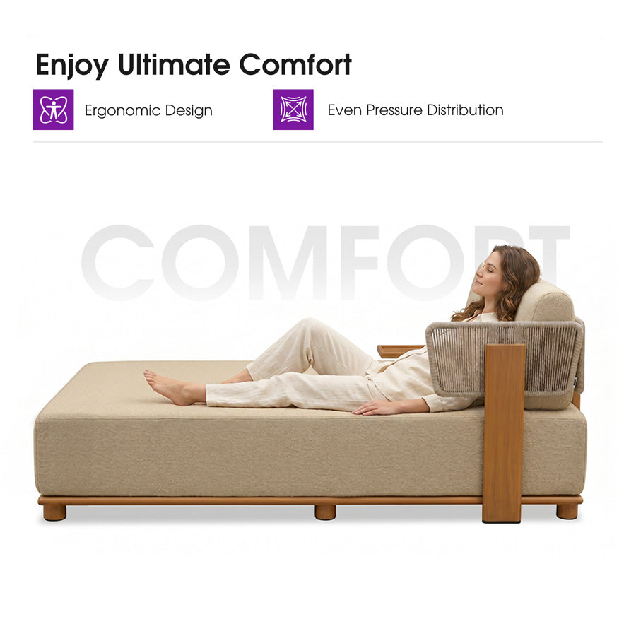 PURPLE LEAF Outdoor Luxury Daybed for Patio,  Poolside Chaise Lounge Bed with Cushion, Olefin Blend Fabric, Aluminum Frame Sunbed for Deck and Backyard