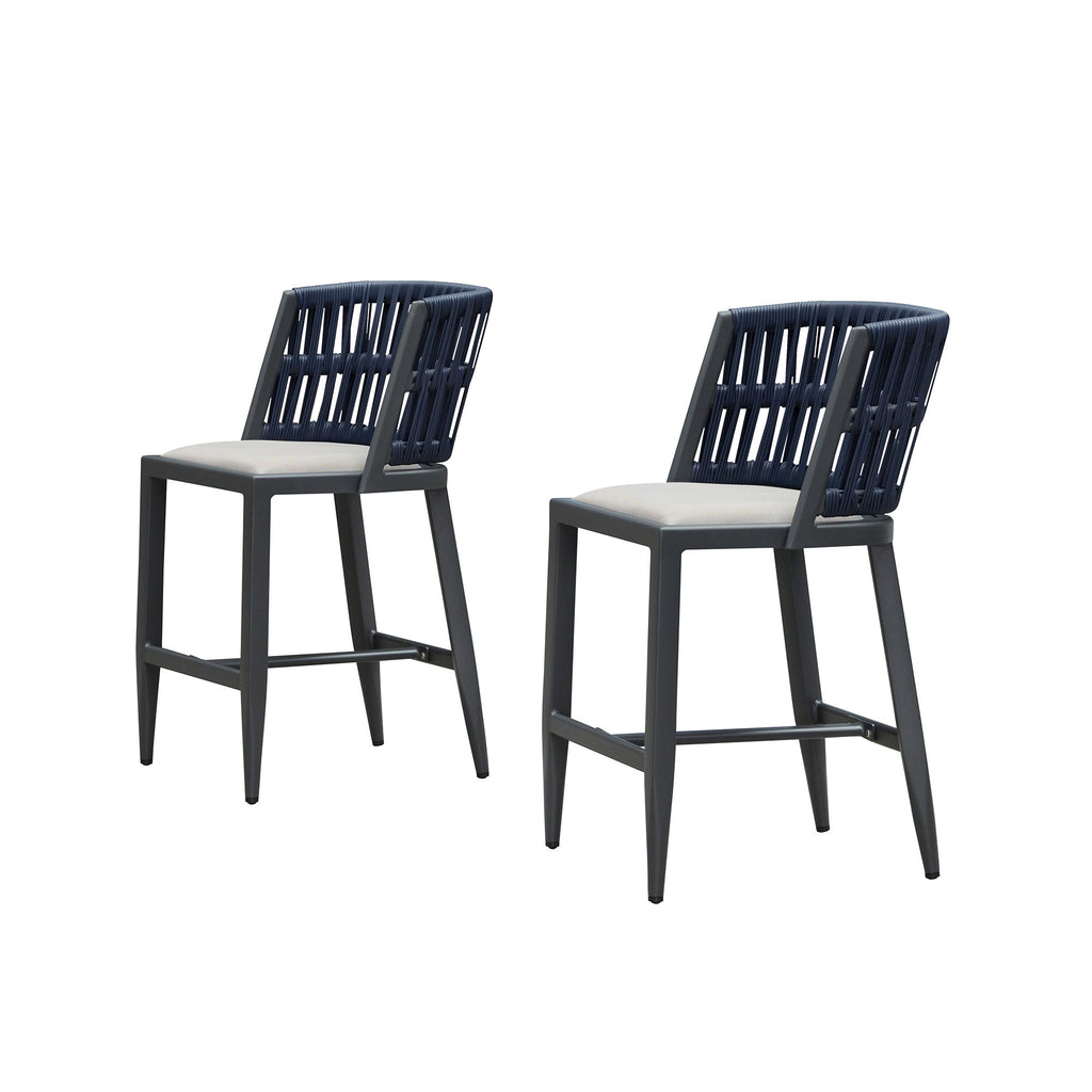 PURPLE LEAF Outdoor Bar Stools Set of 2 for Overweight Wicker Rattan Patio Barstools Woven Modern Bar Chairs with Backrest and Cushions for Garden Outside