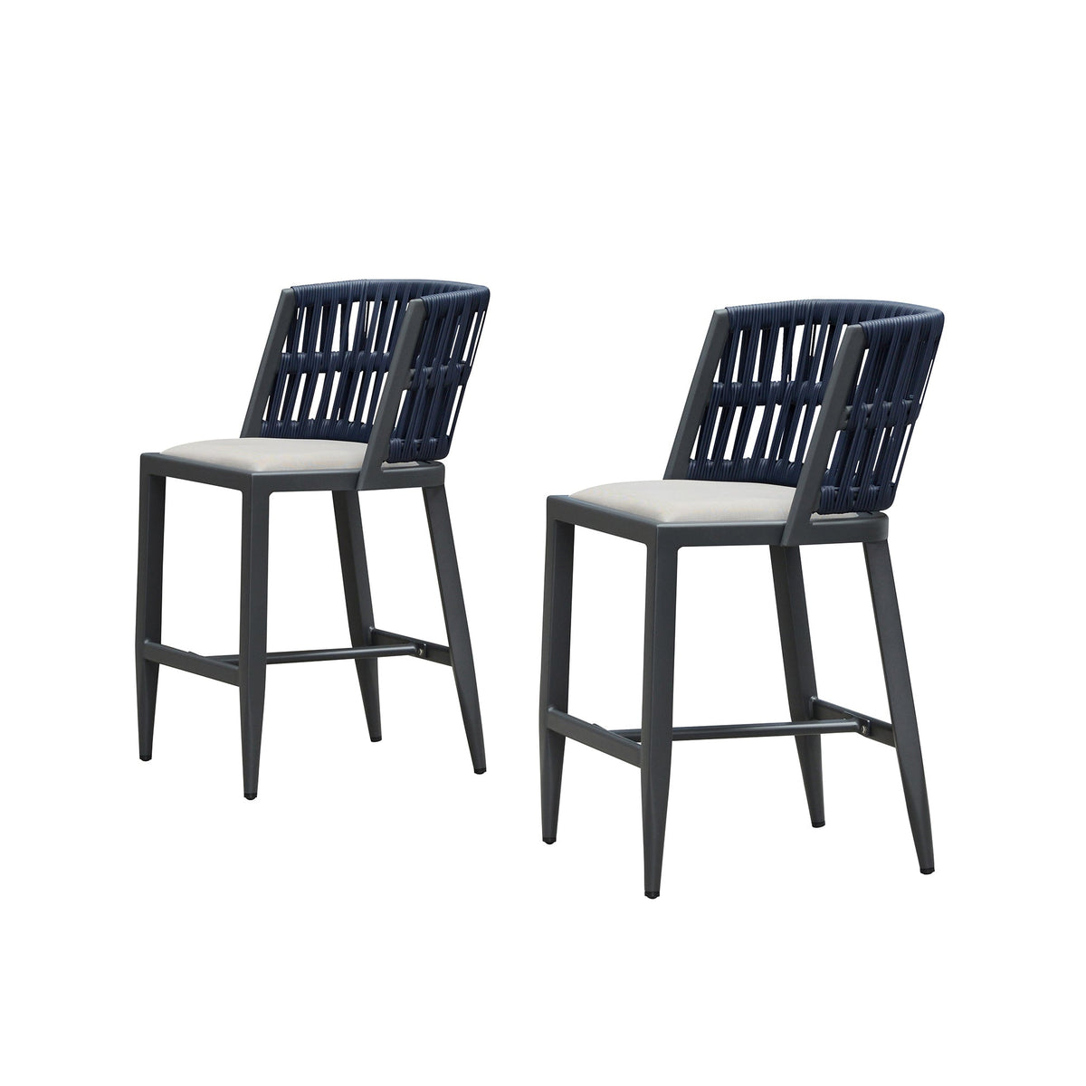 PURPLE LEAF Outdoor Bar Stools Set of 2 for Overweight Wicker Rattan Patio Barstools Woven Modern Bar Chairs with Backrest and Cushions for Garden Outside