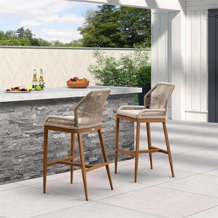 PURPLE LEAF Outdoor Bar Stool Set of 6, Wicker Chairs Bar Chairs with Cushion, All-Weather Patio Furniture kitchen stools