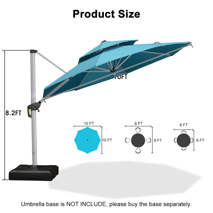 PURPLE LEAF Round Cantilever Patio Umbrella Heavy Duty Umbrella for Porch Garden Pool
