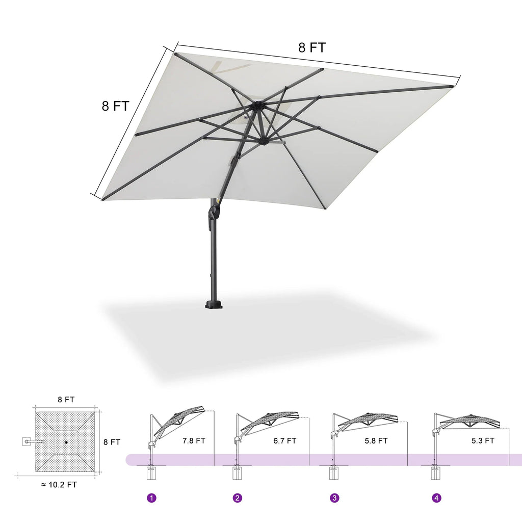 PURPLE LEAF Pool Umbrella Outdoor Cantilever Umbrella with In-ground Base