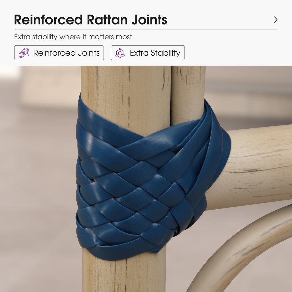 PURPLE LEAF Patio French Counter Stool Set of 2 Outdoor Backrest Barstools Aluminum Frame Woven Rattan for Indoor Kitchen Garden Balcony Restaurant