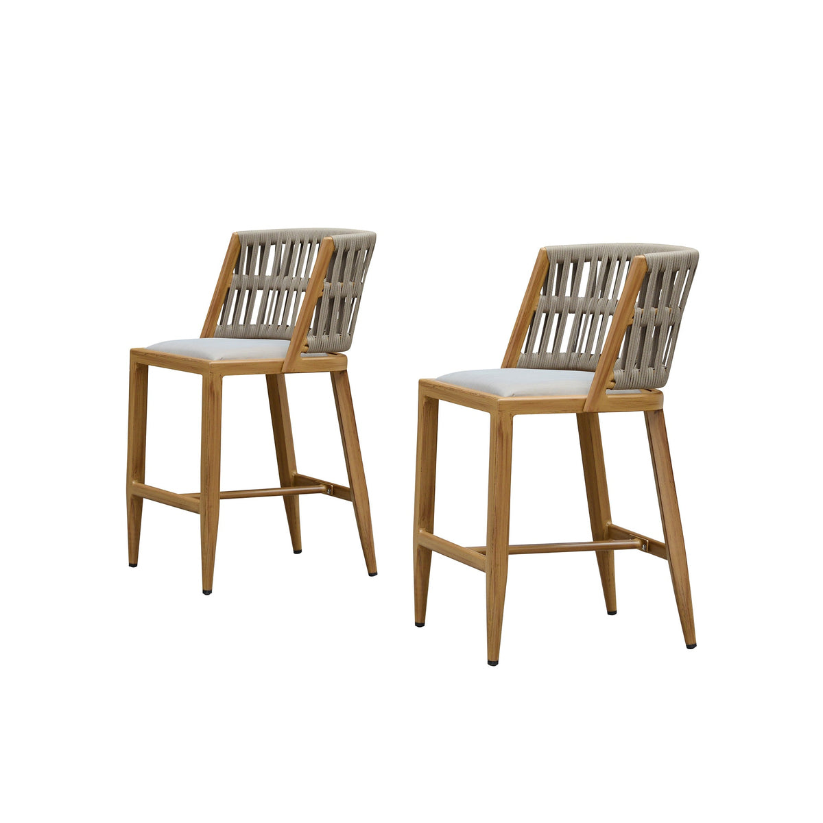 PURPLE LEAF Outdoor Bar Stools Set of 2 for Overweight Wicker Rattan Patio Barstools Woven Modern Bar Chairs with Backrest and Cushions for Garden Outside