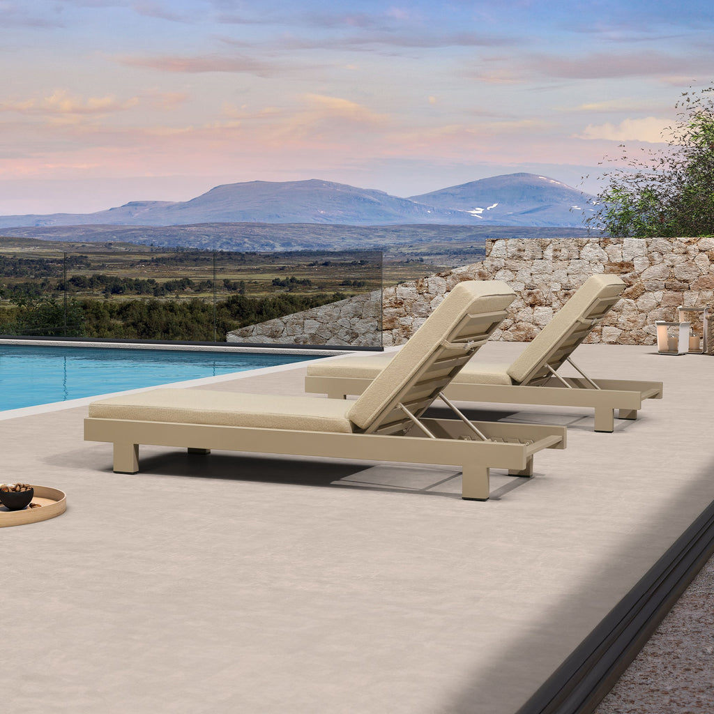 PURPLE LEAF Outdoor Standard Daybed for Patio,  Poolside Chaise Lounge Bed with Cushion, Olefin Blend Fabric, Aluminum Frame Sunbed for Deck and Backyard