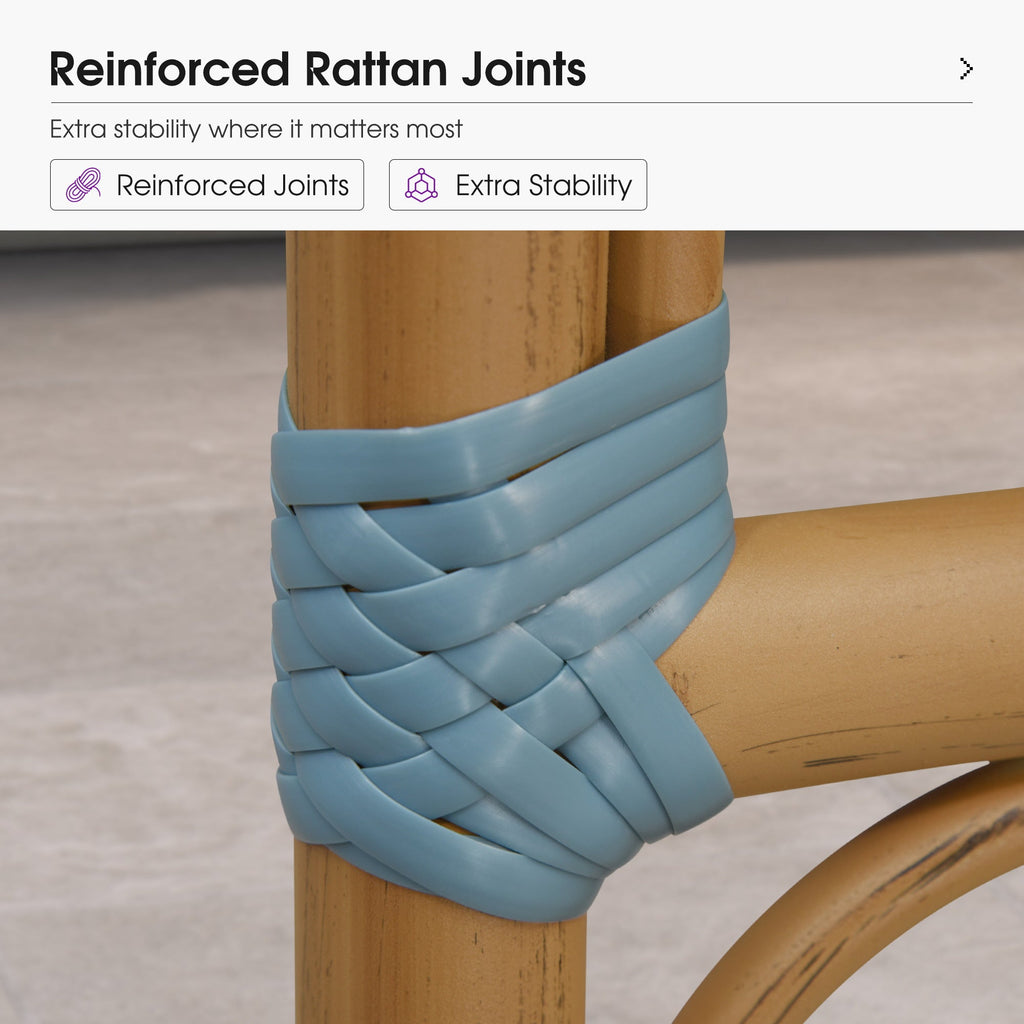 PURPLE LEAF Patio French Counter Stool Set of 2 Outdoor Backrest Barstools Aluminum Frame Woven Rattan for Indoor Kitchen Garden Balcony Restaurant