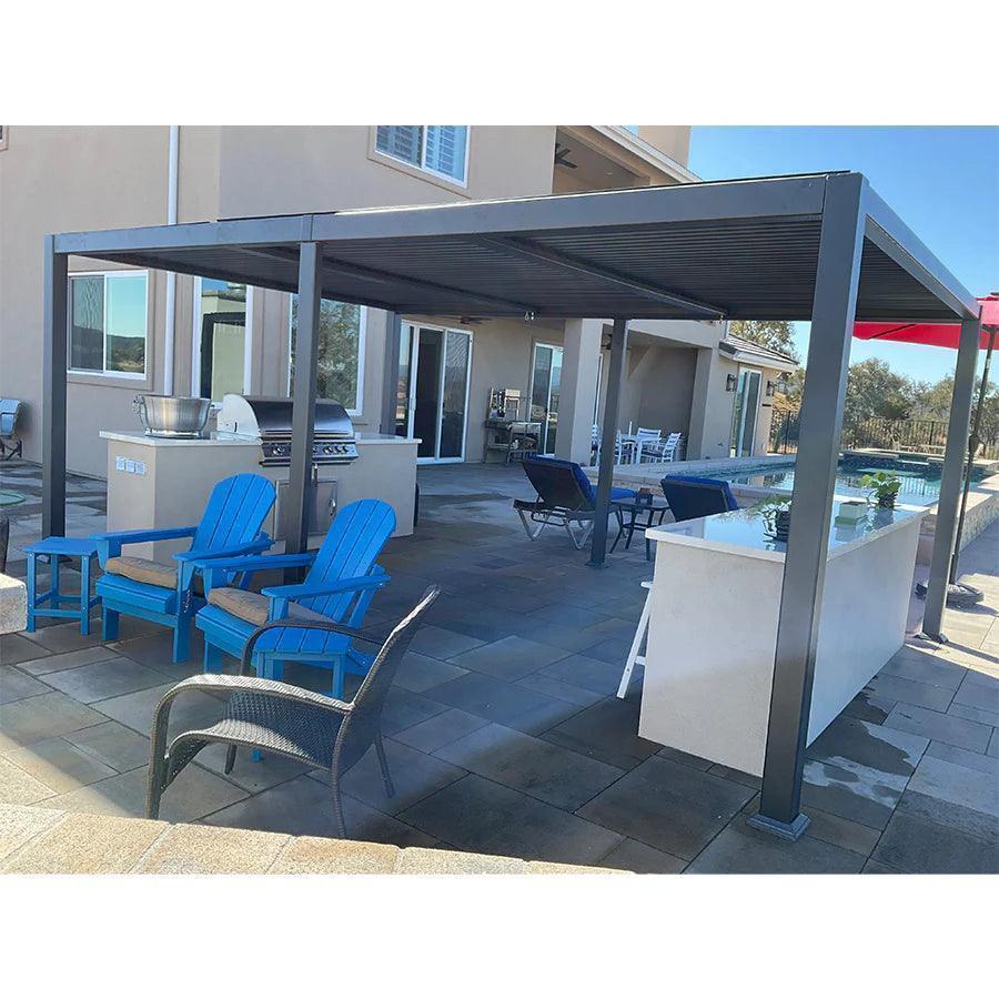 PURPLE LEAF Caesar Outdoor Louvered Pergola Patio Sun Shade Shelter with Adjustable Hardtop Patio Pergola Grey
