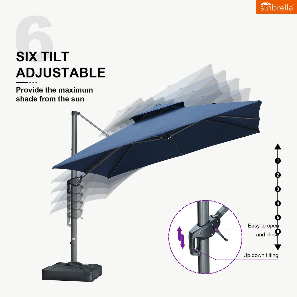 PURPLE LEAF SUNBRELLA Cantilever Umbrella Grey Aluminum Patio Umbrella