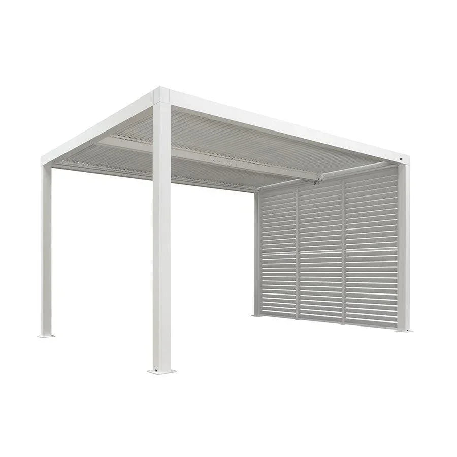 PURPLE LEAF Athena Louvered Pergola white Outdoor Aluminum Pergola with Shutter Wall Adjustable Gazebo Rainproof for Patio Deck Garden
