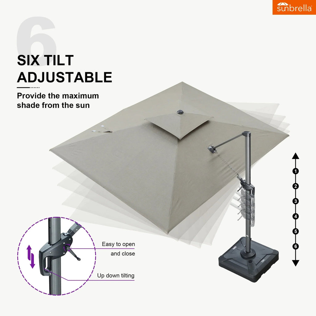 PURPLE LEAF SUNBRELLA Cantilever Umbrella Grey Aluminum Patio Umbrella