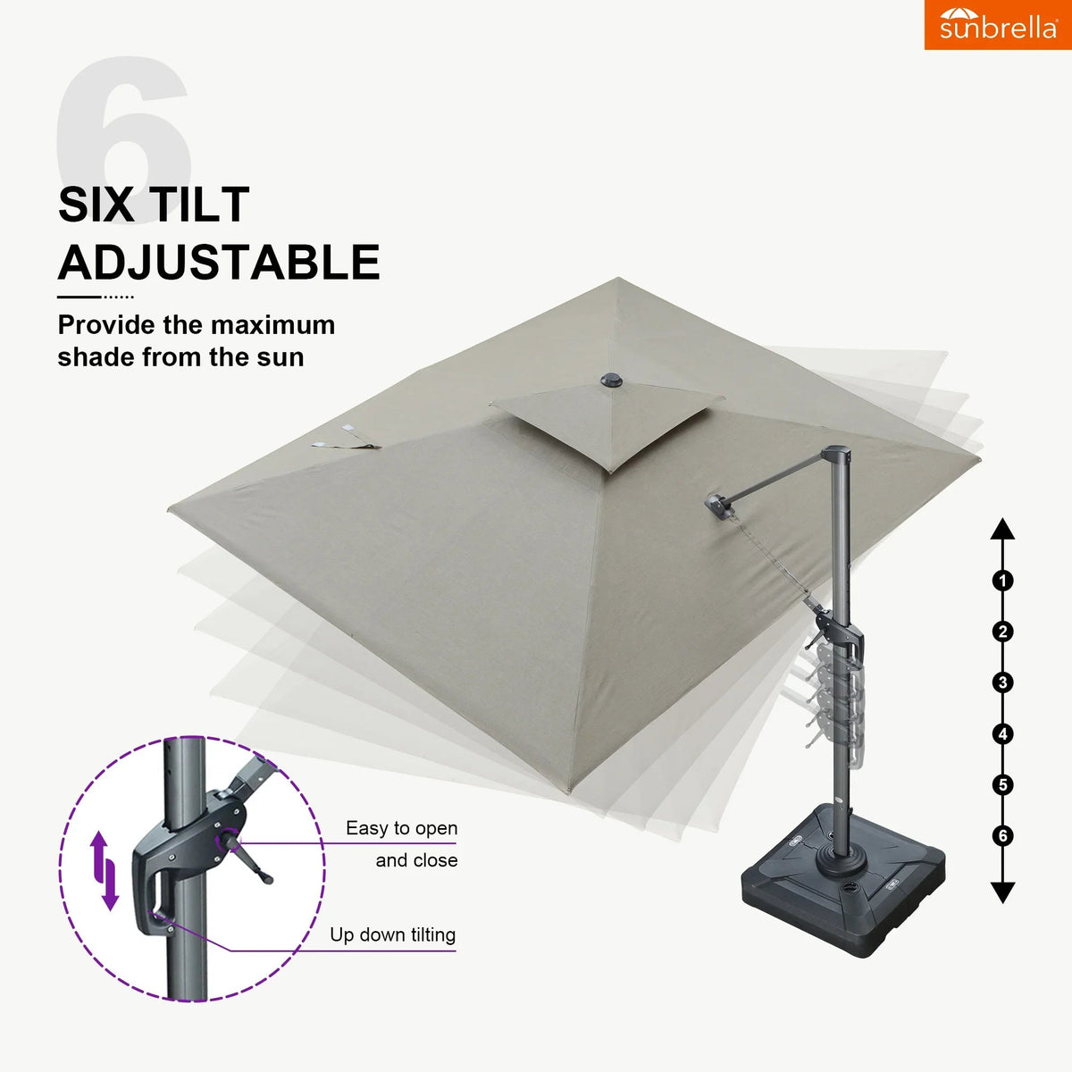PURPLE LEAF SUNBRELLA Cantilever Umbrella Grey Aluminum Patio Umbrella