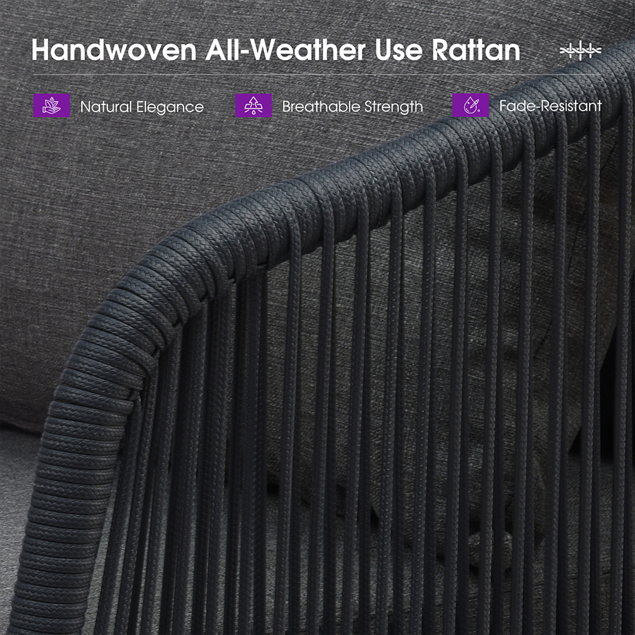 PURPLE LEAF Outdoor Chaise Lounge Thick Cushion, Aluminum Frame Patio Lounge Chair with Pillow & Lumbar Support, Wicker Armrests Sun Lounger for Poolside, Backyard, All-Weather Use