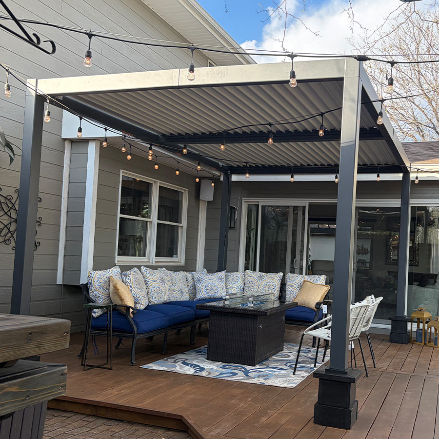PURPLE LEAF Athena Louvered Pergola Modern Grey Pergola with White Roof for Deck Backyard Garden