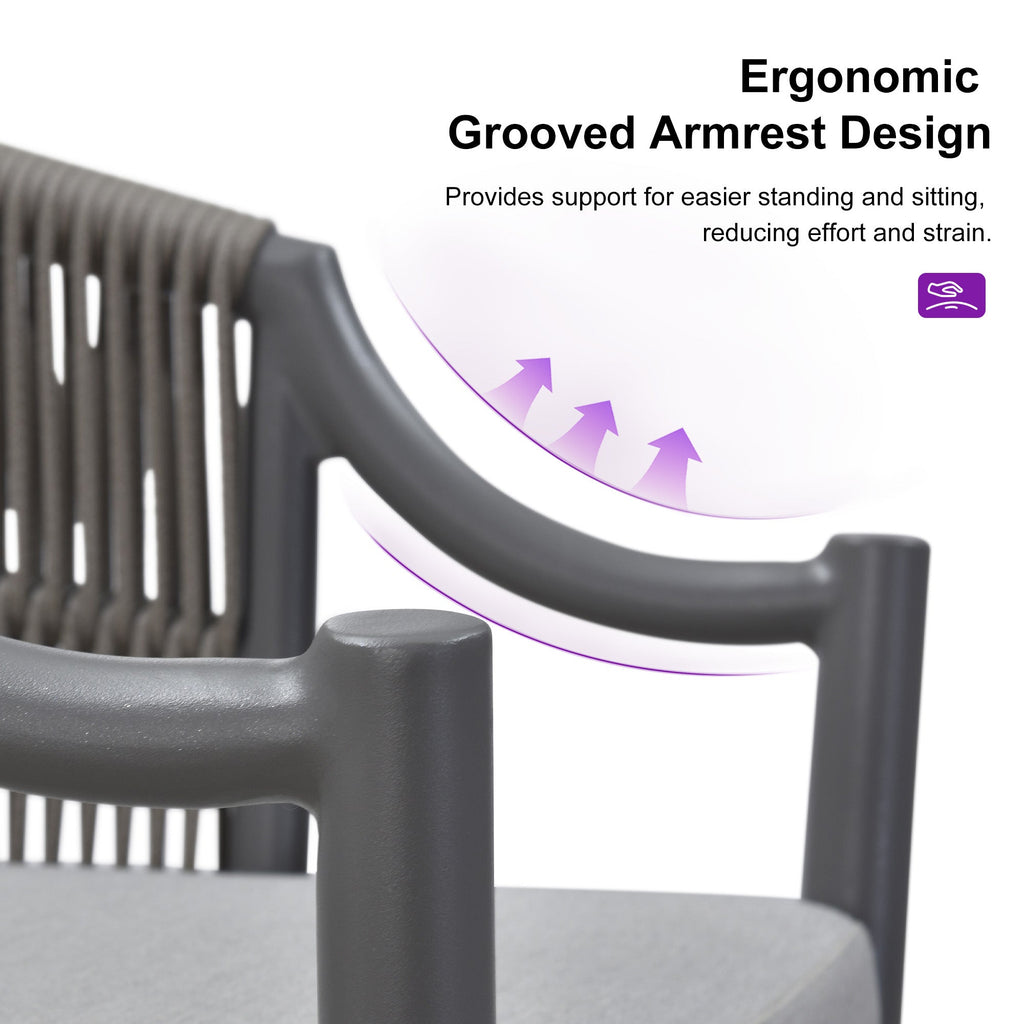 PURPLE LEAF Patio Bar Stools Set of 2 Outdoor Wicker Modern High Bar Chairs Metal Cushioned Barstools with Backs and Ergonomic Armrest
