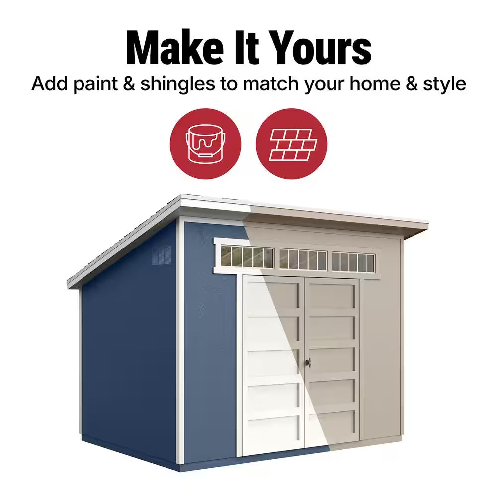 Do-It Yourself 10 Ft. X 7.5 Ft. Modern Lean-To Wood Garden Shed Storage W/ Floor, Windows, and Lock (75 Sq. Ft.)