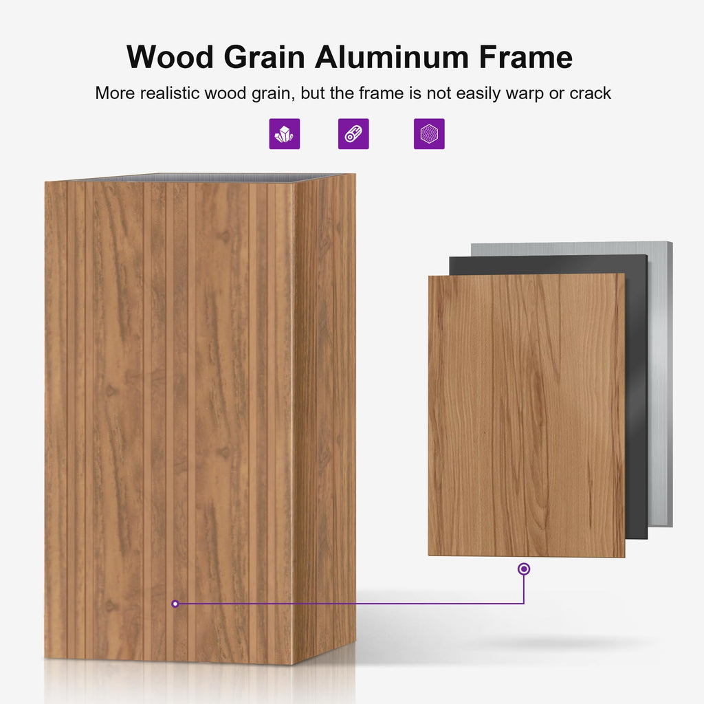 PURPLE LEAF Outdoor Aluminum Carport Heavy-Duty with Wood Grain Aluminum Frame