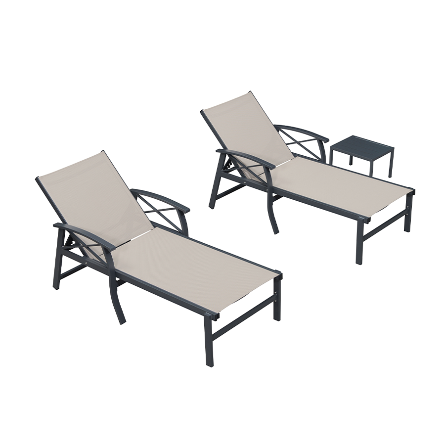 PURPLE LEAF Oversized Chaise Lounge Chair Outdoor Extra Wide Pool Lounge Chairs 5 Adjustable Position with Armrests and Side Table, Aluminum Patio Lounge Chair for Outside, Backyard, Pool