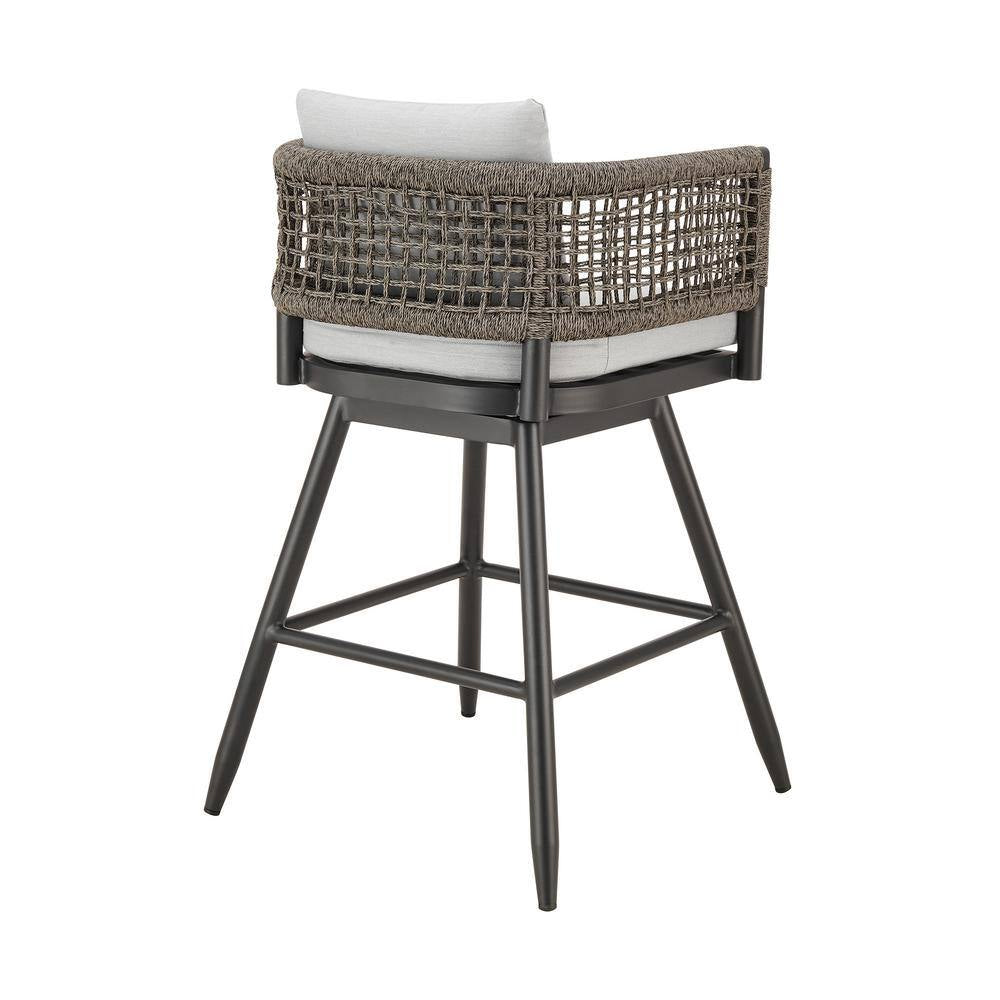 Bar Height Swivel Aluminum Outdoor Bar Stool with Light Gray Cushion