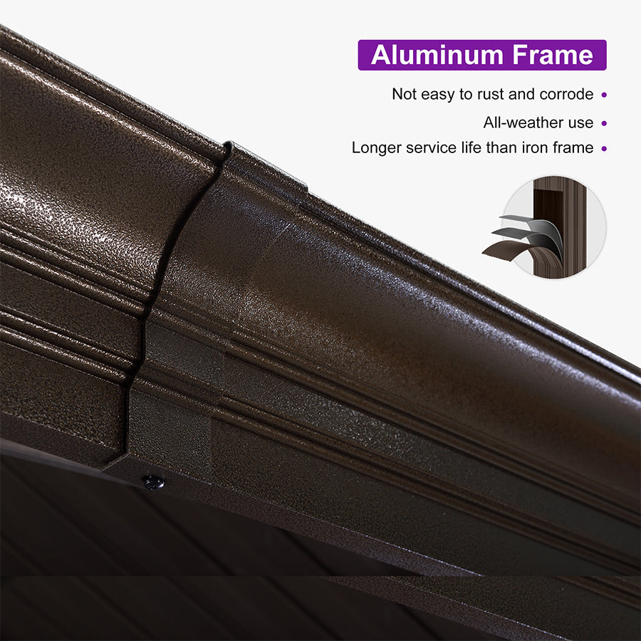 PURPLE LEAF Outdoor Hardtop Gazebo for Patio Bronze Aluminum Frame Pavilion with Navy-Blue Curtain