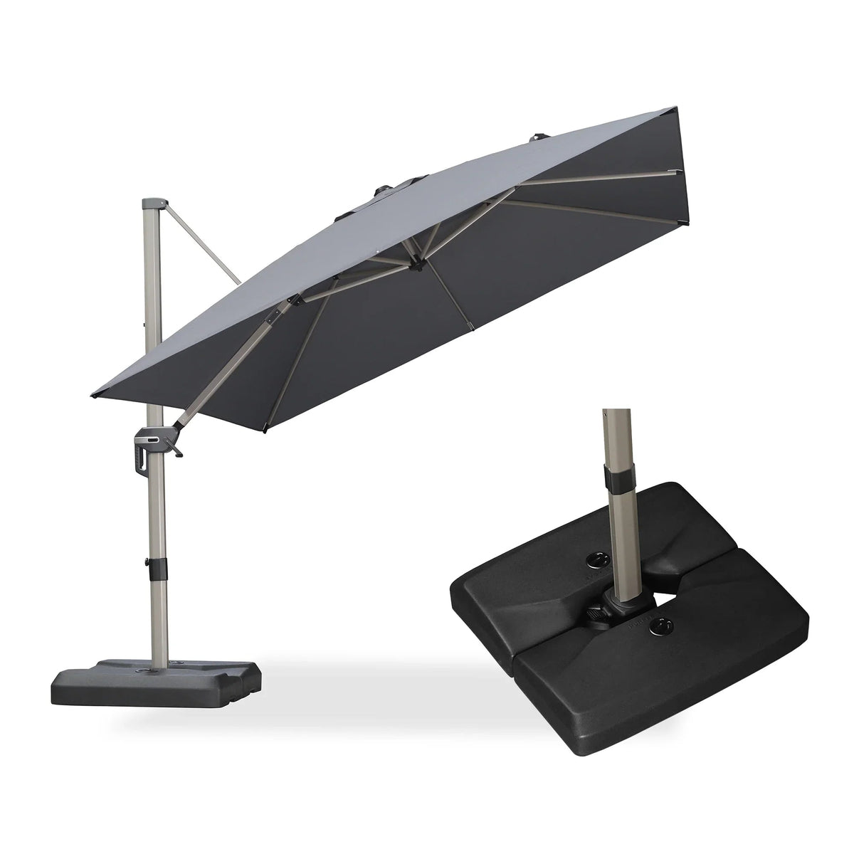 PURPLE LEAF Hailar Deluxe Aluminum Patio Umbrella with Base, Square and Rectangular Umbrella