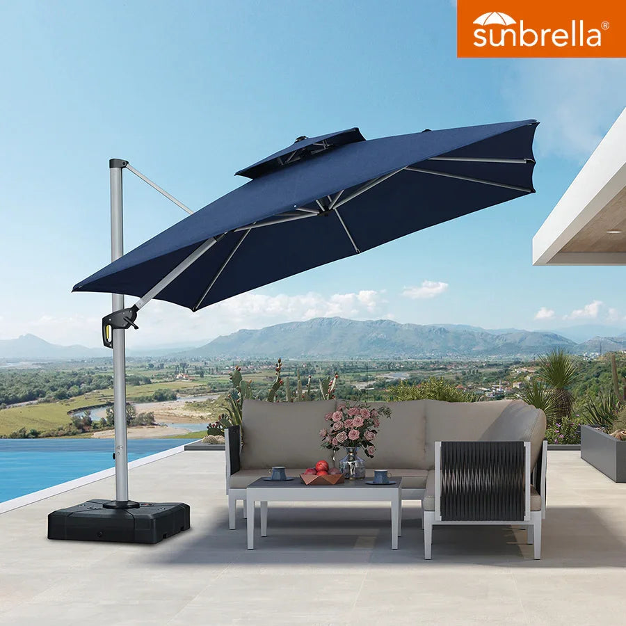 PURPLE LEAF – Parasol de terrasse Premium Classic SUNBRELLA déporté