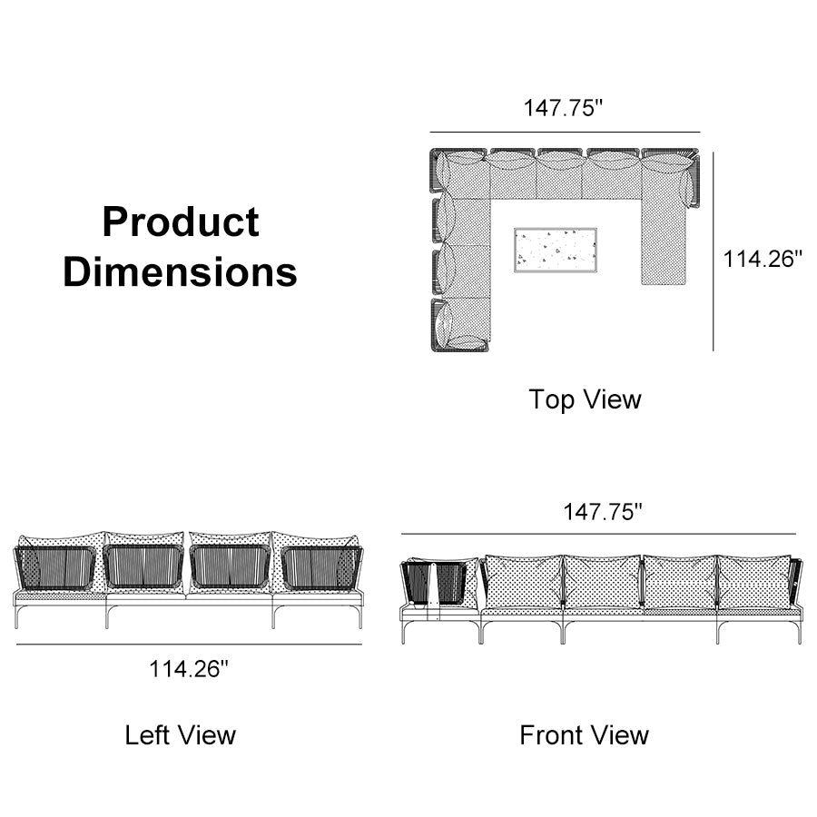 PURPLE LEAF Sicilia U-Shaped Modular Outdoor Sectional with Oatmeal Greige Cushions Flexible Layout for Porch Backyard