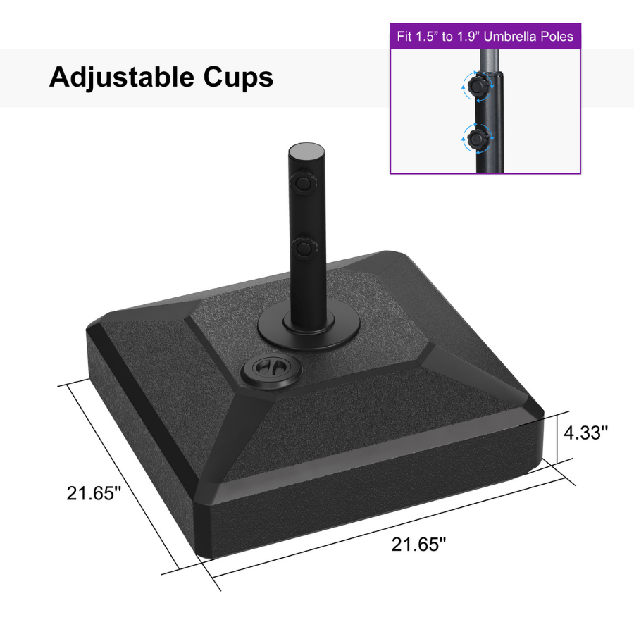 PURPLE LEAF Round Tilting Patio Umbrella with Base, Milan Porch Table Umbrella