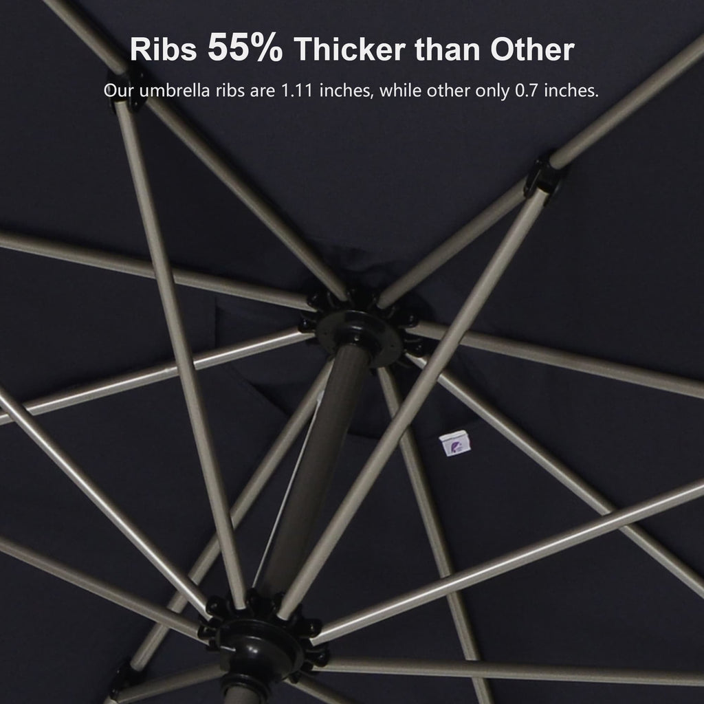 PURPLE LEAF Hailar Tilting Market Umbrella with Base Premium Outdoor Table Umbrella