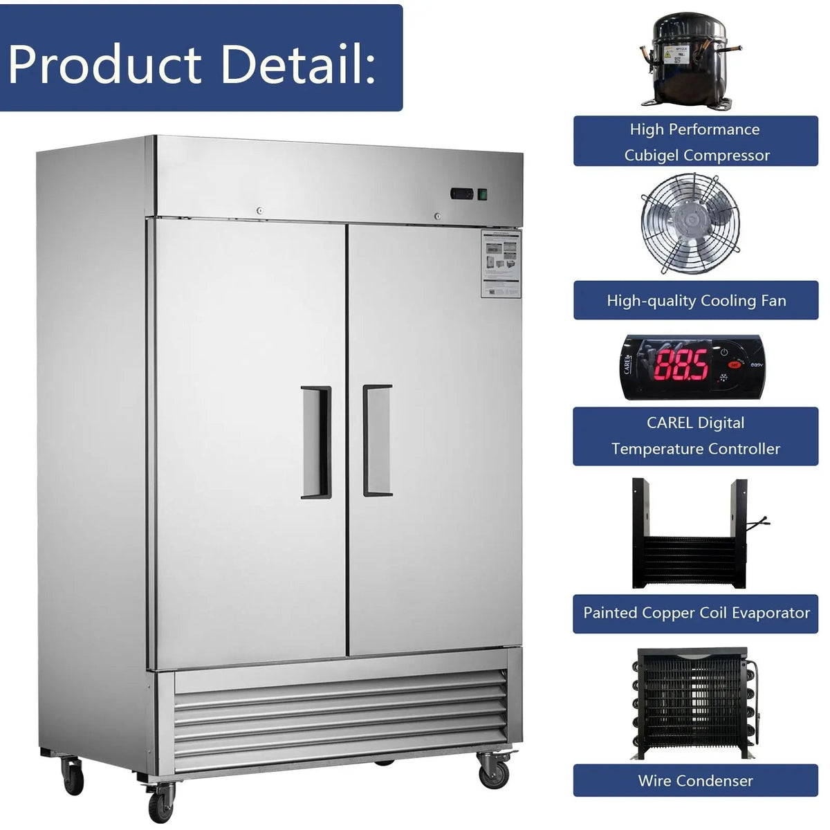 42.2 Cu.ft. Freezer, Double Door, 54" Width, Upright Fan Cooling Freezer, DOBA-FZ42