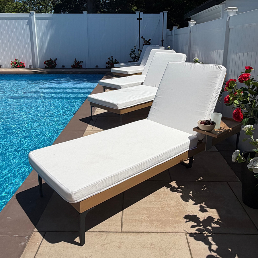 PURPLE LEAF Outdoor Chaise Lounge Sunbrella Patio Lounge Chair Recliner and Cushion for Poolside Balcony Backyard