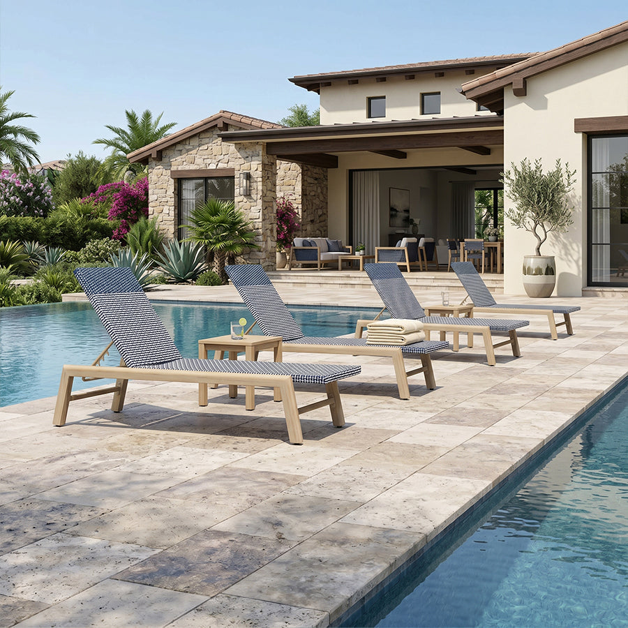 PURPLE LEAF Pool Oversized Lounge Chairs Rattan Aluminium Patio Chaise Lounge Outdoor Adjustable Recliner Finish Loungers Woven PE Sun Chairs for Poolside Deck Beach