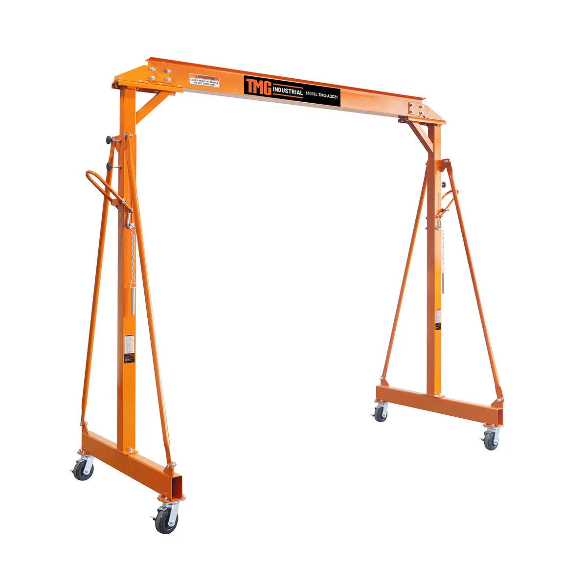 4400-lb Adjustable Height All-Steel Gantry Crane, Auto-Lock, 95" Min. Height, 142" Max. Height, Locking Swivel Caster Wheels, TMG-AGC21(Previously TMG-AGC20)