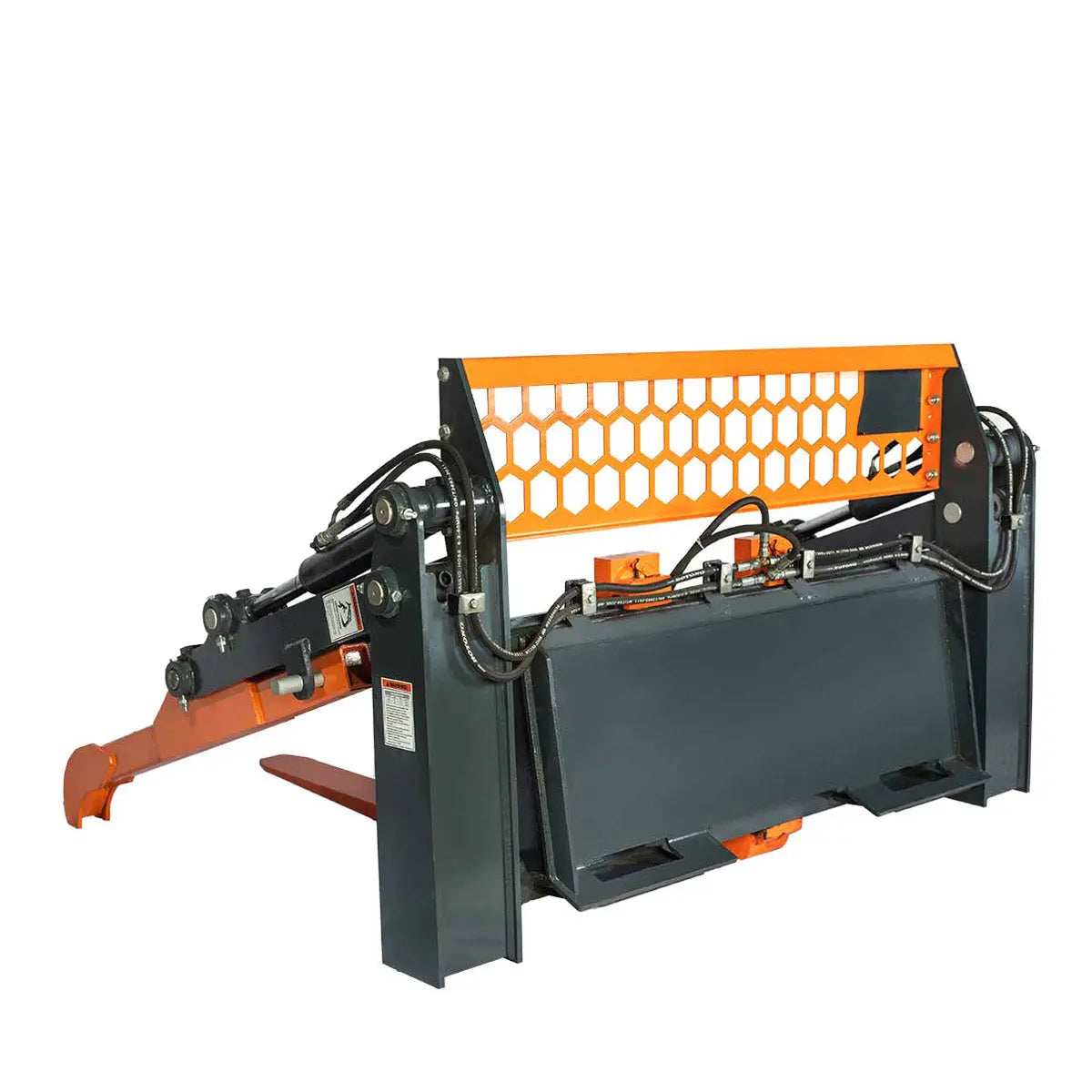 48" Two-Cylinder Pallet Fork Pipe Grapple, 6200-lb Lift Capacity, ITA Class III Forged Tines, Skid Steer Mount, TMG-SPG45
