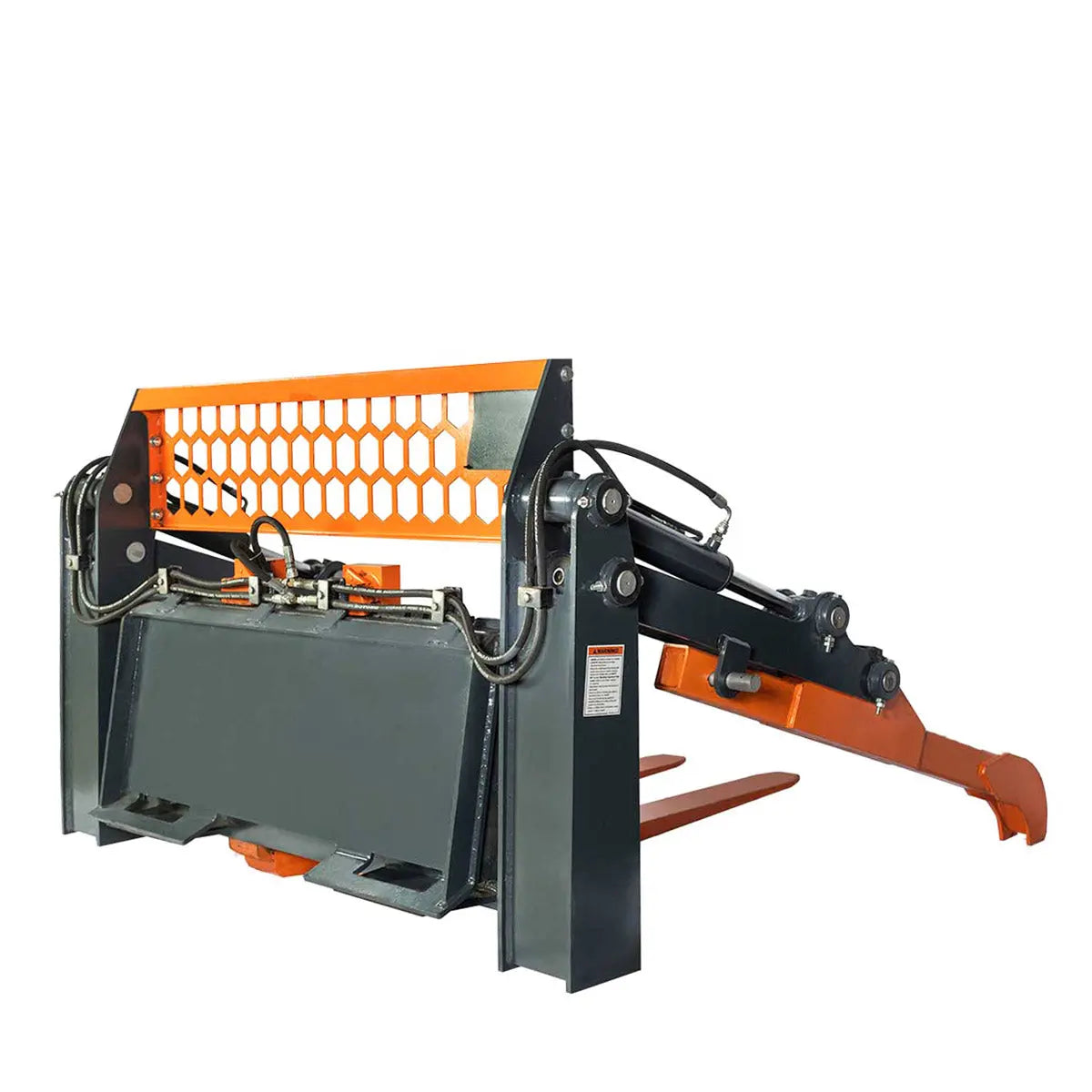 48" Two-Cylinder Pallet Fork Pipe Grapple, 6200-lb Lift Capacity, ITA Class III Forged Tines, Skid Steer Mount, TMG-SPG45